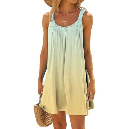 Robe d'été décontractée courte avec imprimé dégradé multicolore - 3
