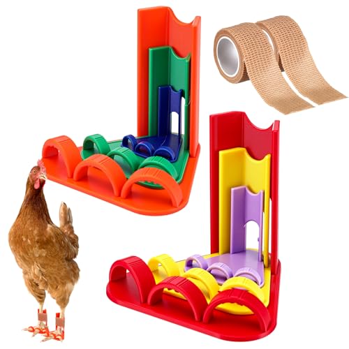 FairySandy 6 Pack Chicken Leg Splint with Toe Separator self Adhesive Bandage, Chicken feet Fixer Protective Shoes for Different Stages of Growth Roosters Hen(6 Size)