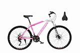 Bicicleta de montaña de 9 pulgadas Jubilee Mano 21 velocidades ajustable con absorción de golpes, horquilla delantera con marco de acero, freno de disco, bicicleta unisex