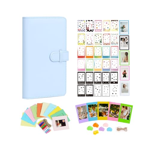 Aisnyho Kit de accesorios de película instantánea para cámara Instax Mini LiPlay 12 11 9 8+ 8 evo 99 SE 40 90 70 50S 26 25 7S, incluye álbum, calcomanías de película, mini marcos, clip colorido, azul