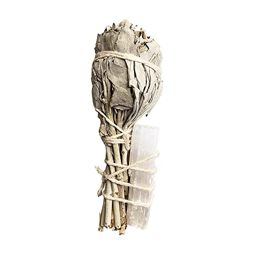 VIE Sage Smudge Stick 4" (Torch White Sage and Selenite 4"), Natural, Pack of 1