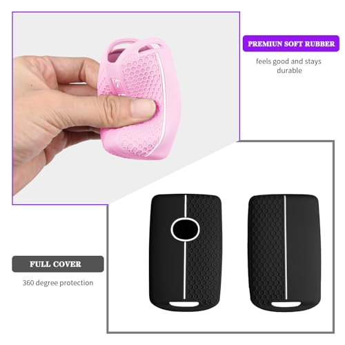 Image of QBUC 2PCS for Mazda Silicone Rubber Key Fob Cover with Keychain (4 Buttons)
