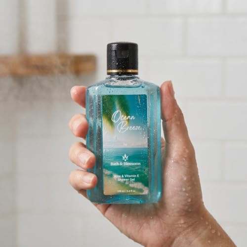 Image of Bath & Blossoms Ocean Breeze Shower Gel | Fresh Aquatic Scent | Rich Foaming Lather | Aloe Vera & Vitamin E | Gentle Hydrating formula suitable for all skin types | Vegan & 100% Paraben Free | Premium Body Care