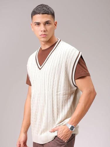 Image of The Indian Garage Co Men Oversized Sleeveless Textured Sweater