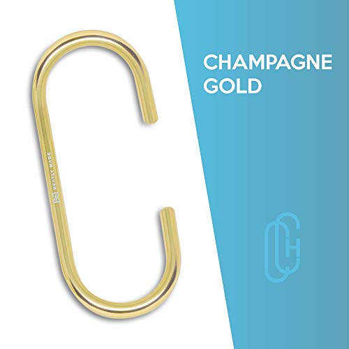 Neatly Made C Hooks For Hanging Clothes, Accessories And Outdoor Use - Ideal Closet Organizer Hooks To Transform Wardrobe, Set Of 2 Champagne Gold Hooks #TOP4