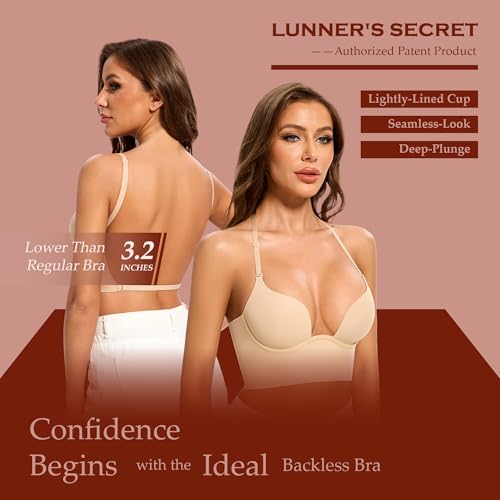 Low Back Bras for Women-Seamless Invisible Backless Bra-Secret Plunge Bra Lightly Lined Multiway Open Back Halter Bras3