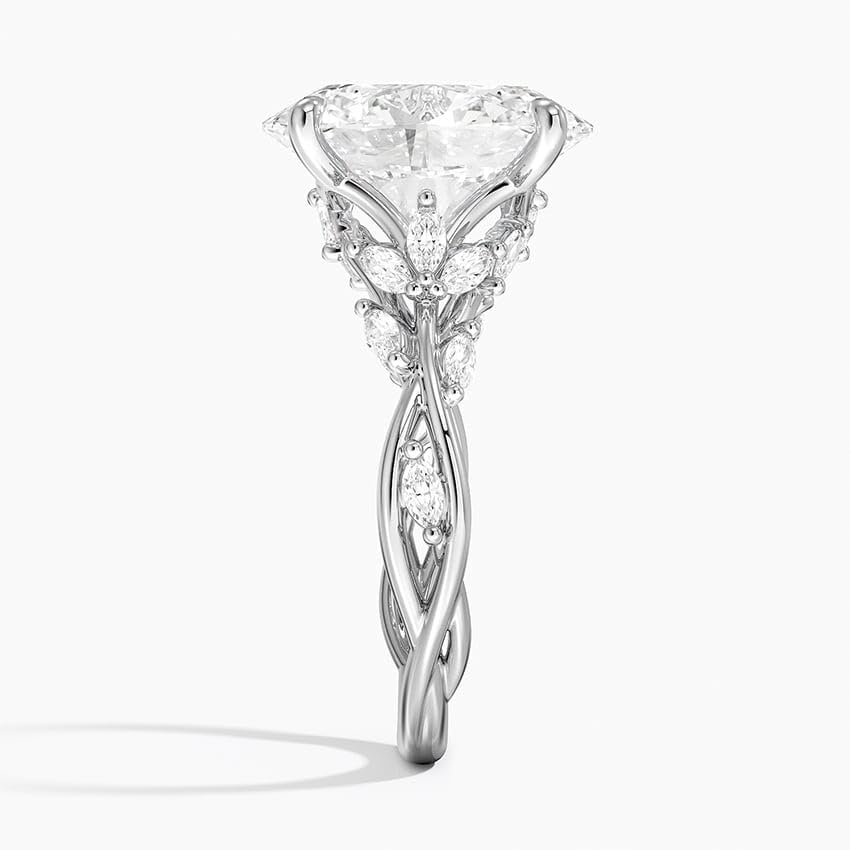 1 2 3 4 Ct Moissanite Engagement Ring, Handmade Secret Garden Diamond Wedding Ring, Anniversary Promise Ring, Bridal Christmas Gift for Her in 10K/14K/18K Solid Gold & 925 Sterling Silver