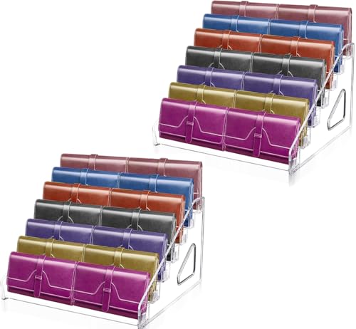 Bsenogou Wallet Display Stand, Acrylic 7-Tier Purse Display Stand, 7.8"