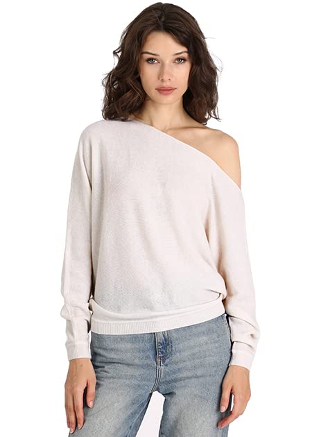 Image of Minnie Rose Womens Long Sleeve Off the Shoulder Cashmere Pull On Sweater