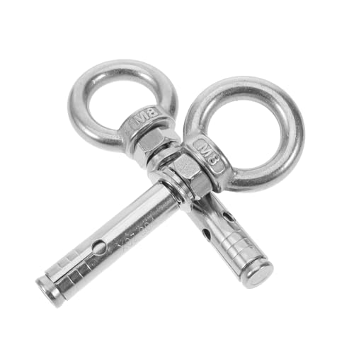 HOMSFOU 2 Piezas cáncamos destornillador herramienta retraso Colgador de alta resistencia Tornillo de pernos de ojo de servicio pesado colgador de muebles Acero inoxidable Silver