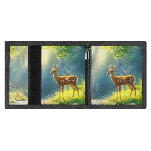 Deer and Mushroom Custom Trifold Wallet Front Pocket Credit Card Holder with Coin Purse for Men Women Travel Gifts4