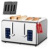 Toaster 4 Slice 4 Slice Toaster with Extra Wide Slots Dual Independent Toasting Panels Lift Lever CancelDefrostReheatBagel Functions Removable Tray 6 Toast Levels 1650W