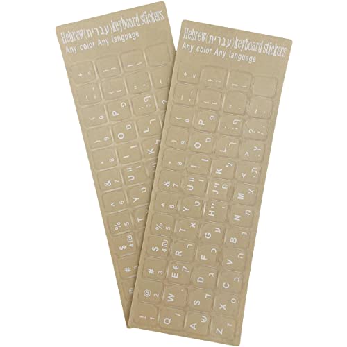 2 Pack Universal Hebrew Keyboard Stickers Transparent...