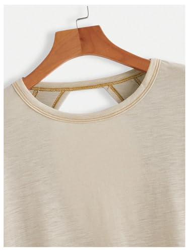 Image of SOLY HUX Women Open Back Tops Workout Backless Tee Casual Athletic Shirts Short Sleeve Oversized Gym T Shirt