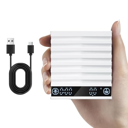 Báscula de café, escala de café de 2 kg/0,1 g, medidor de temporizador para preparar cerveza, hornear, camping, lugar de trabajo, cocina, hogar, viajes diarios