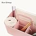 BLUE GINKGO Stackable Organizer Caddy – Korean-Made Portable Tote for Bathroom, Office, Crafts, or School Supplies (Rectangle, Pink)
