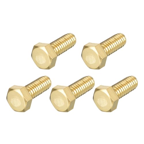 Image of METALLIXITY Hex Head Screw Bolt (5 /16-18x3 /4 inch) 5Pcs, Brass Fully Threaded Solid Brass Hex Bolts Machine Screws - for Machinery Repair