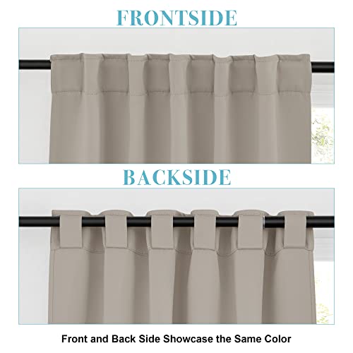 Image of RYB HOME Small Window Curtains - Blackout Insualting Privacy Curtains for Kids Bedroom Kitchen Bathroom Basement Cafe Cabinet Tiers Drapes, 34 Width x 30 Length, 2 Panels, Sand