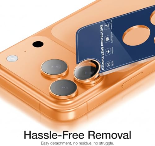 Image of OpenTech Premium Camera Lens Protector Compatible For iPhone 17 Pro / 17 Pro Max Cosmic Orange - 9H Tempered Glass, Military-Grade Anti-Scratch, Case-Friendly, Easy Install Frame