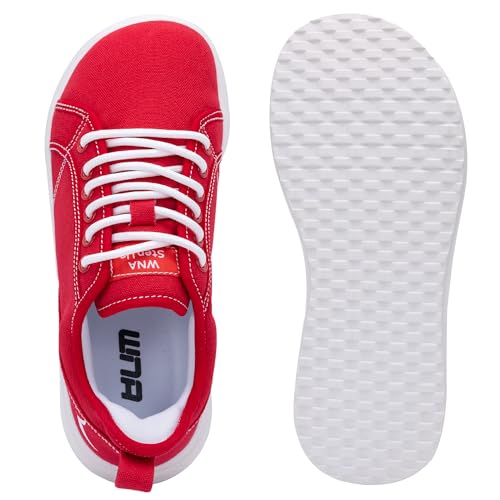 Image of Womens Wide Toe Box Shoes Walking Sneakers Slip On Canvas Shoes Comfortable Platform Shoes for Casual Red US 7