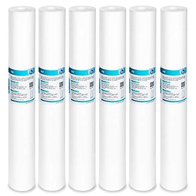 Membrane Solutions 1 Micron Sediment Water Filter Replacement Polypropylene Cartridge 20"x2.5" for Whole House Filter System - 6 Pack