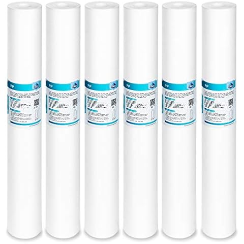 Membrane Solutions 5 Micron Sediment Water Filter Replacement Polypropylene Cartridge 20" x 2.5" for Whole House Filter System - 6 Pack Cover