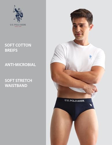 Image of U.S. Polo ASSN. Mens OEB13 Anti Microbial Solid Underwear Briefs - Pack of 3