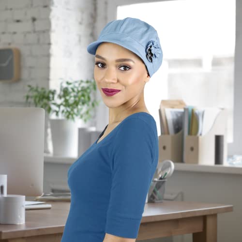 Image of Newsboy Cap Summer Hats for Women Cotton Cancer Headwear Chemo Hair Loss Head Coverings Brighton