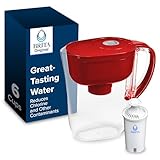 Brita Metro Water Filter Pitcher with SmartLight Change Indicator, BPA-Free, Replaces 1,800 Plastic Water Bottles a Year, Lasts Two Months, Includes 1 Filter, Small - 6-Cup Capacity, Fiery Red