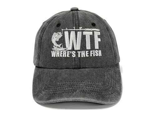 Image of Fishing Baseball Cap for Men Women, Adjustable Embroidered Fish Hat | Fishing Gear, Outdoor Adventure Design, Precision Embroidery Craft, One Size Adjustable Fit