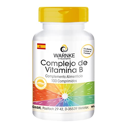 Vitamin B Complex – B 25 + PABA – Complejo de Vitaminas del grupo B con Ácido Fólico + Biotina + Inositol – Vegano – 100 comprimidos | Warnke Vitalstoffe   Calidad de farmacia alemana