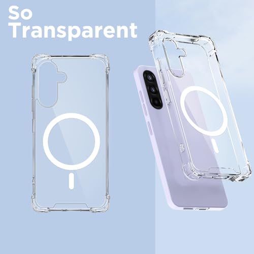 Image of Amazon Basics Back Cover for Samsung Galaxy A37 5G Mag-Safe Shockproof PC + TPU Protective Case Magnetic Support Bumper Case (Transparent Mag-Safe)