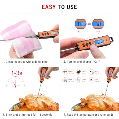 ThermoPro TP01S Digital Meat Thermometers for Air Fryers Cooking Kitchen Barbecue Food Thermometer Cooking Thermometer with 13.5cm Long Food Probe, Kitchen Instant Read with Backlitght - Image 6