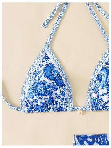Image of BYFINECANY Women's Floral Printed Bathing Suit Halter Paisley Summer Swimsuit Bikinis Set
