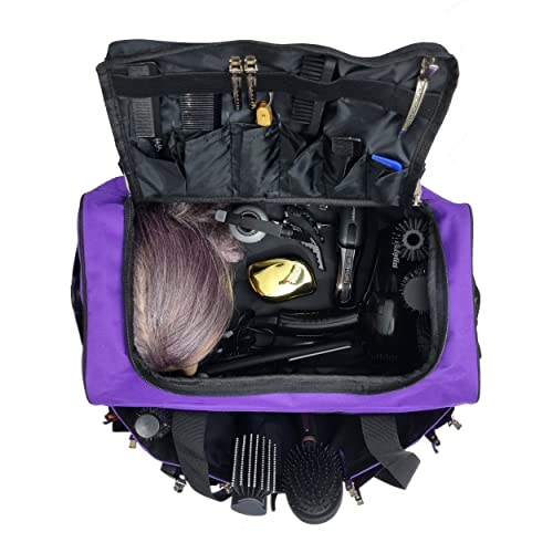 Grand sac de salon violet avec compartiments pour kit de barbier mobile - 7