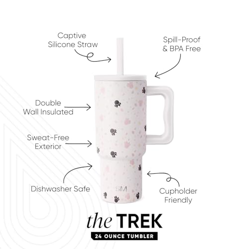 Image of Simple Modern Disney Kids 24 oz Tumbler with Handle and Silicone Straw Lid | Spill Proof Leak Resistant | Reusable Stainless Steel Bottle | Kids Boys Girls | Trek Collection | Minnie Mouse on Terrazzo