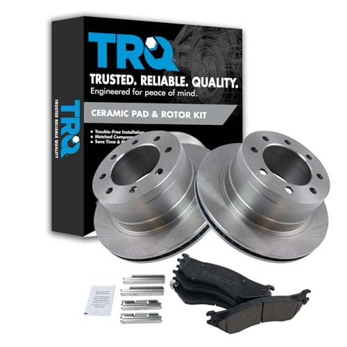 Image of TRQ Rear Brake Pad & Rotor Kit Ceramic Compatible with 2006-2008 Dodge Ram 1500 2003-2008 Ram 2500, 3500
