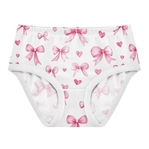 Wusikd Watercolor Pink Bows Girls' Underwear Cotton Hearts Girls Briefs Soft Toddler Underwear 2T