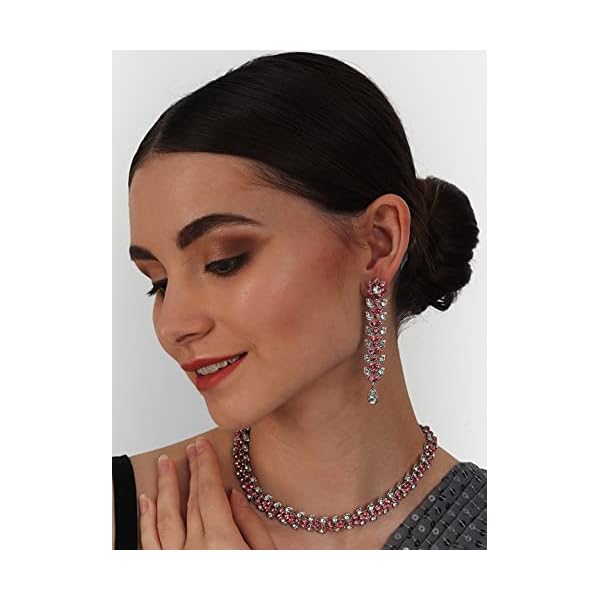 Atasi International Crystal Stylish Necklace Jewellery Set with Earrings for Women/Girls | Best Suited for Party/Wedding/Festive Occasions - Image 3