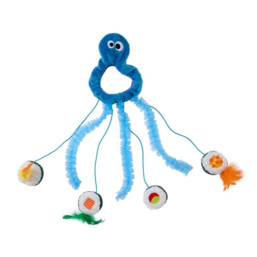 Mad Cat Sushi Time Door Knob Teaser cat Toy, with Four Dangling Sushi Toys, Filled with Catnip + silvervine, for Cats of All Ages