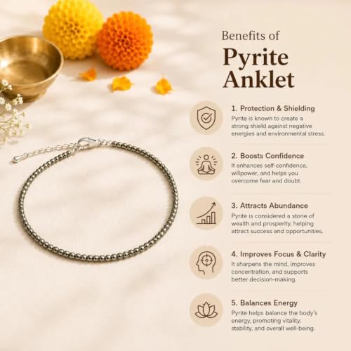 Image of Foot Bracelet for Women | Spiritual Crystal-Inspired Jewellery for Meditation & Daily Wear | Adjustable Ankle Bracelet