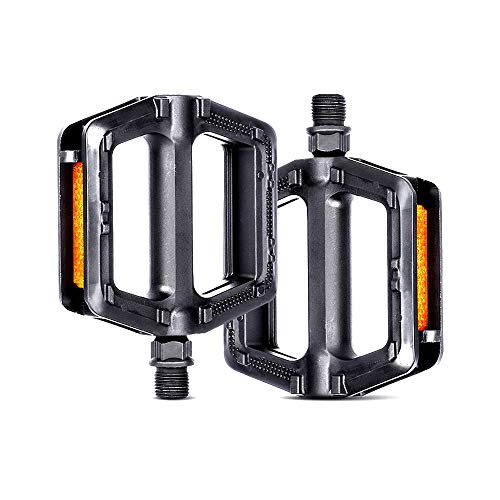 Alomejor Pedales Dobles de Bicicleta de Plástico Anodizado con Rodamiento Sellado y Prevención de Deslizamiento, Adecuados Tanto para Bicicletas de Montaña como de Carretera para Entusiastas del