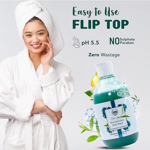 Image of Seer Secrets Blue Spirulina Body Wash |Nourishing | Exfoliating and Softer | Smoother Skin - 300 ml