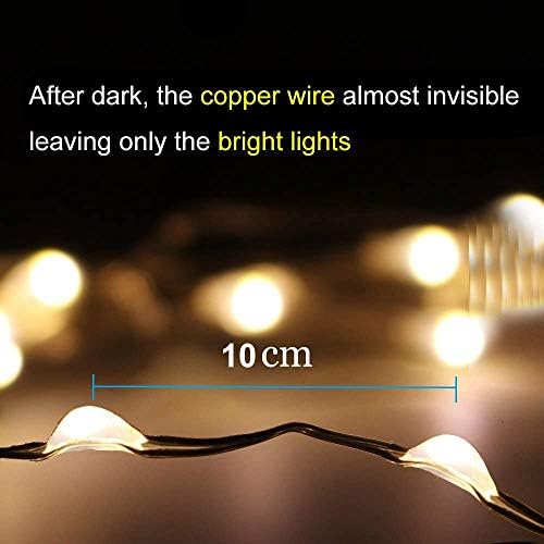 KJKJ Outdoor Solar String Lights, 65.6FT 200 LED Solar Powered Fairy Lights with 8 Lighting Modes Waterproof Decoration Copper Wire Lights for Patio Yard Trees Christmas Wedding Party