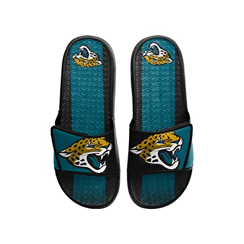 Image of FOCO mens NFL Team Stripe Logo Athletic Sport Shower Flip Flop Sandals Gel Slides