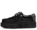 T.U.K. Anarchic Creeper Shoes for Women and Men, Black Faux Leather, Round Toe, Woven Interlace, 3 D-Ring Lace-Up, Twill Lining, Foam Insole, Low Platform, Classic Style, US Women 8 / Men 6