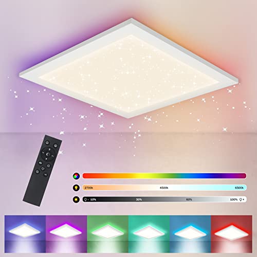 Glitzerlife LED Deckenleuchte Sternenhimmel RGB - 20W Deckenlampe Dimmbar...