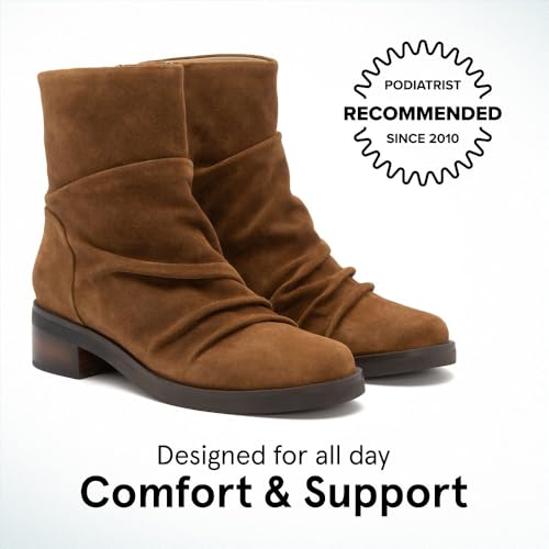 ABEO Traverse Scrunch Ankle Booties for Women | Fall Boots for Women | Water Resistant Leather | Built-In Orthotic Insole2