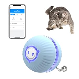 KITPLUS App Interactive Cat Ball Toy, Cat Toys for Indoor Cats, Unique Lighted Cat Toy, USB Rechargeable, 3 Interaction Modes, 360 Self-Rotation, Replacement Shell, Automatic Positioning