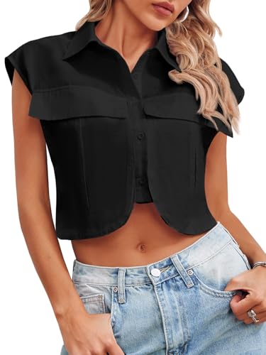 Chemisier d'été noir Tankaneo pour femme XL en tissu fluide et léger